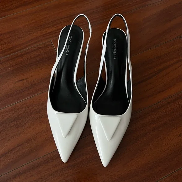 TONY BIANCO WHITE GINGER HEELS - Picture 1 of 3